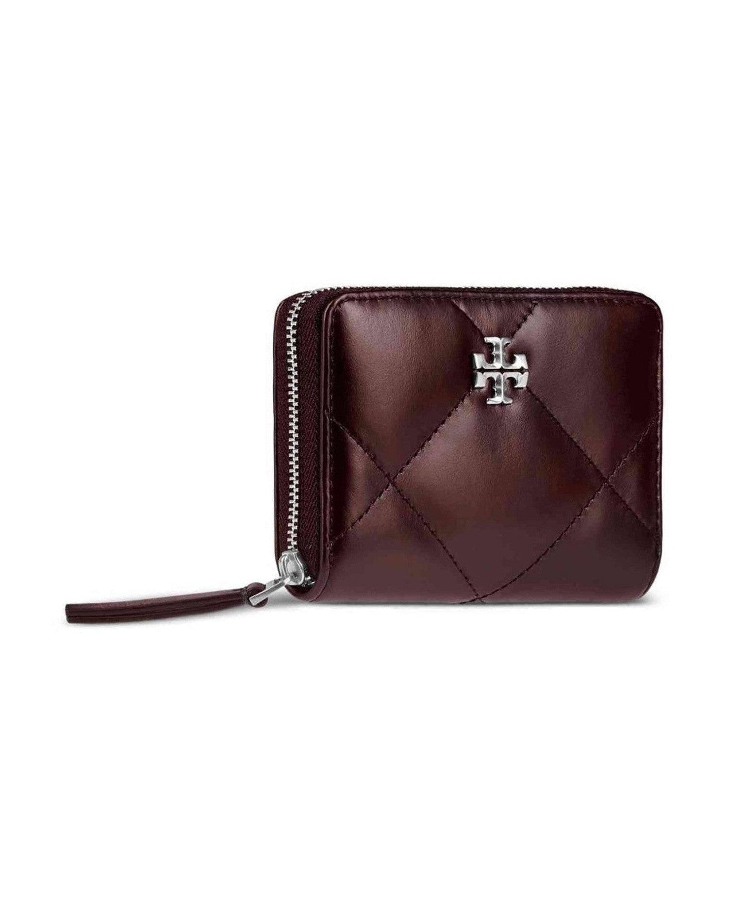 Tory Burch Kira Small Wallet with Diamond Quilting and Full Zip Closure Glam Steals