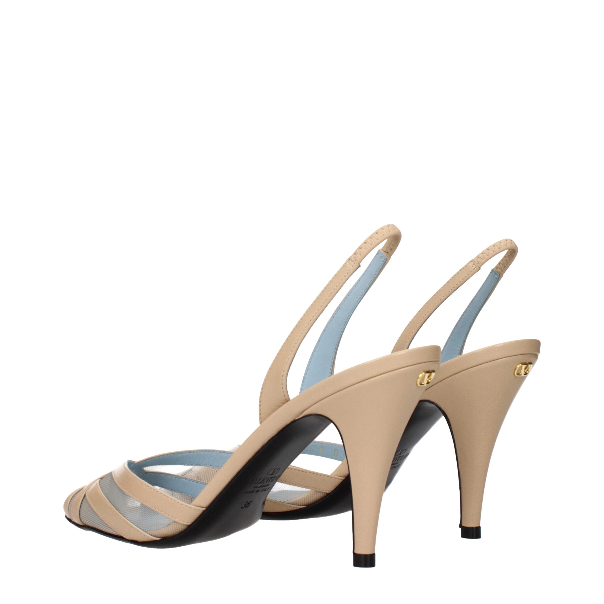 Valentino Beige Leather Garavani Stiletto Heels Sandals Glam Steals