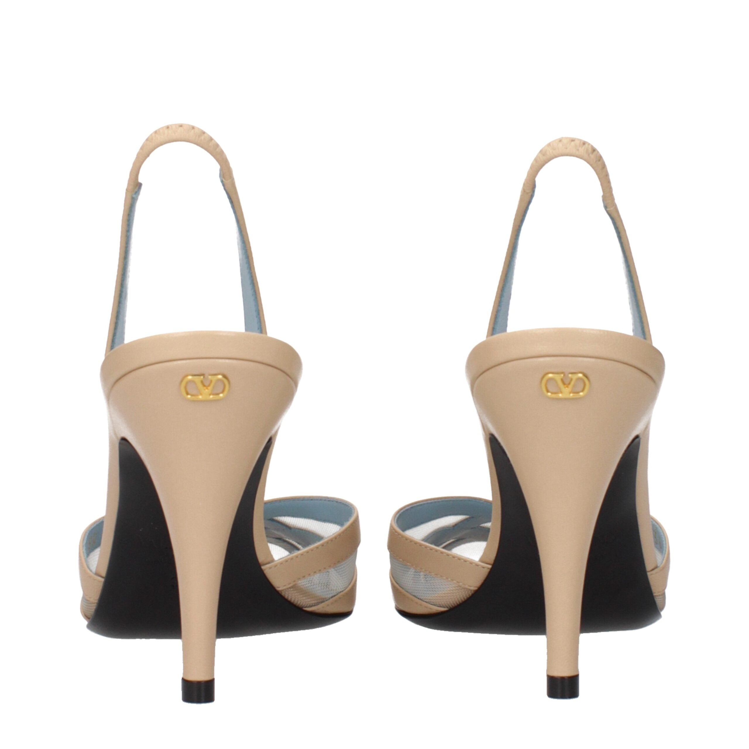 Valentino Beige Leather Garavani Stiletto Heels Sandals Glam Steals