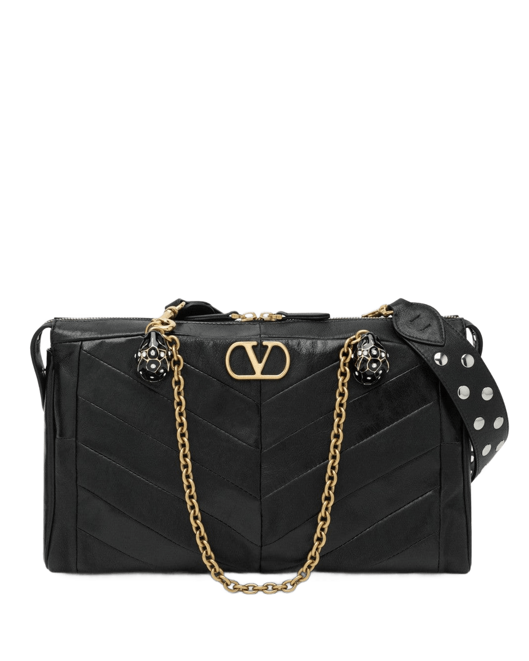 Valentino Garavani Black Panthea Bag In Chevron Pattern Nappa Glam Steals