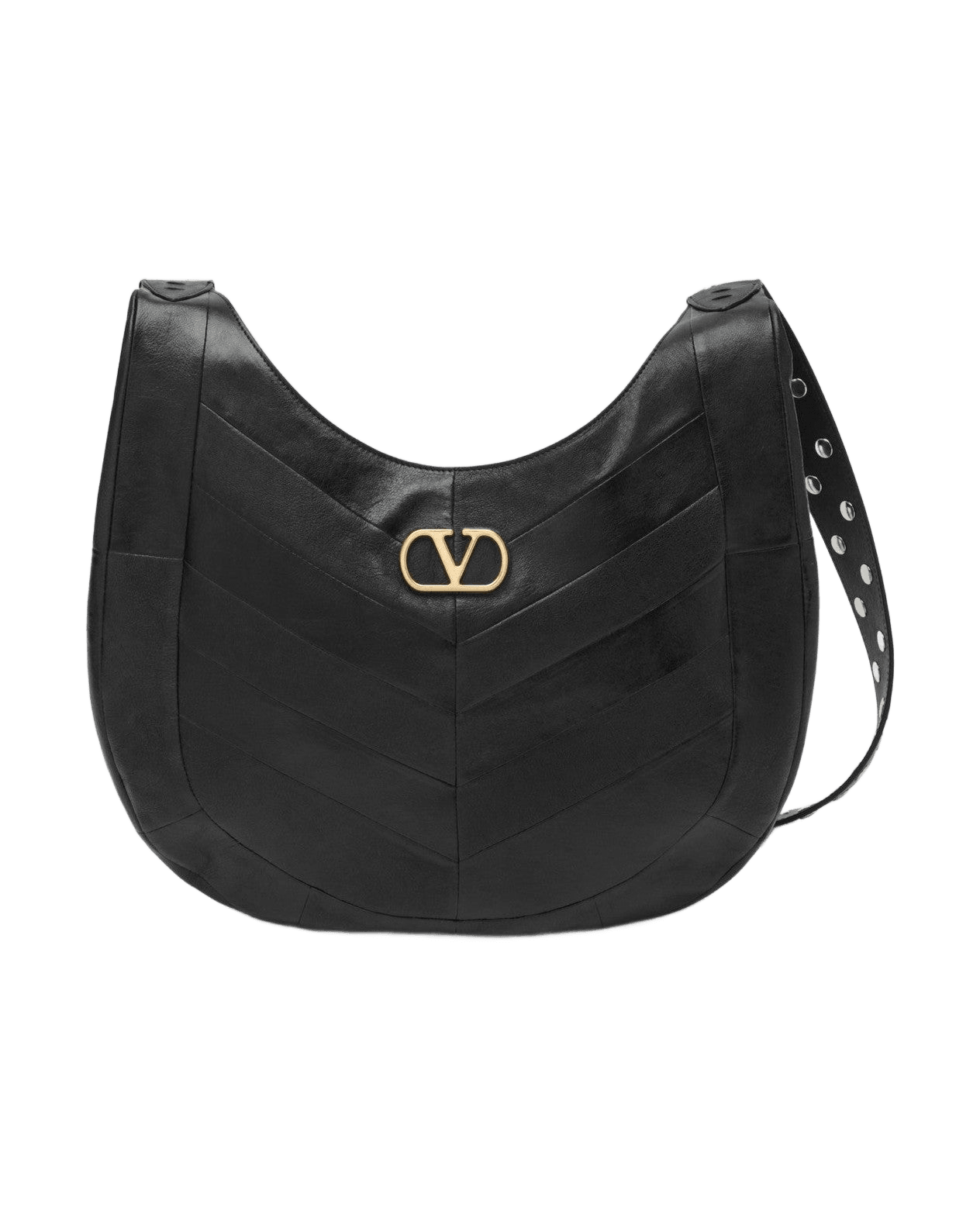 Valentino Garavani Black Small Hoboho Bag In Chevron Pattern Nappa Glam Steals