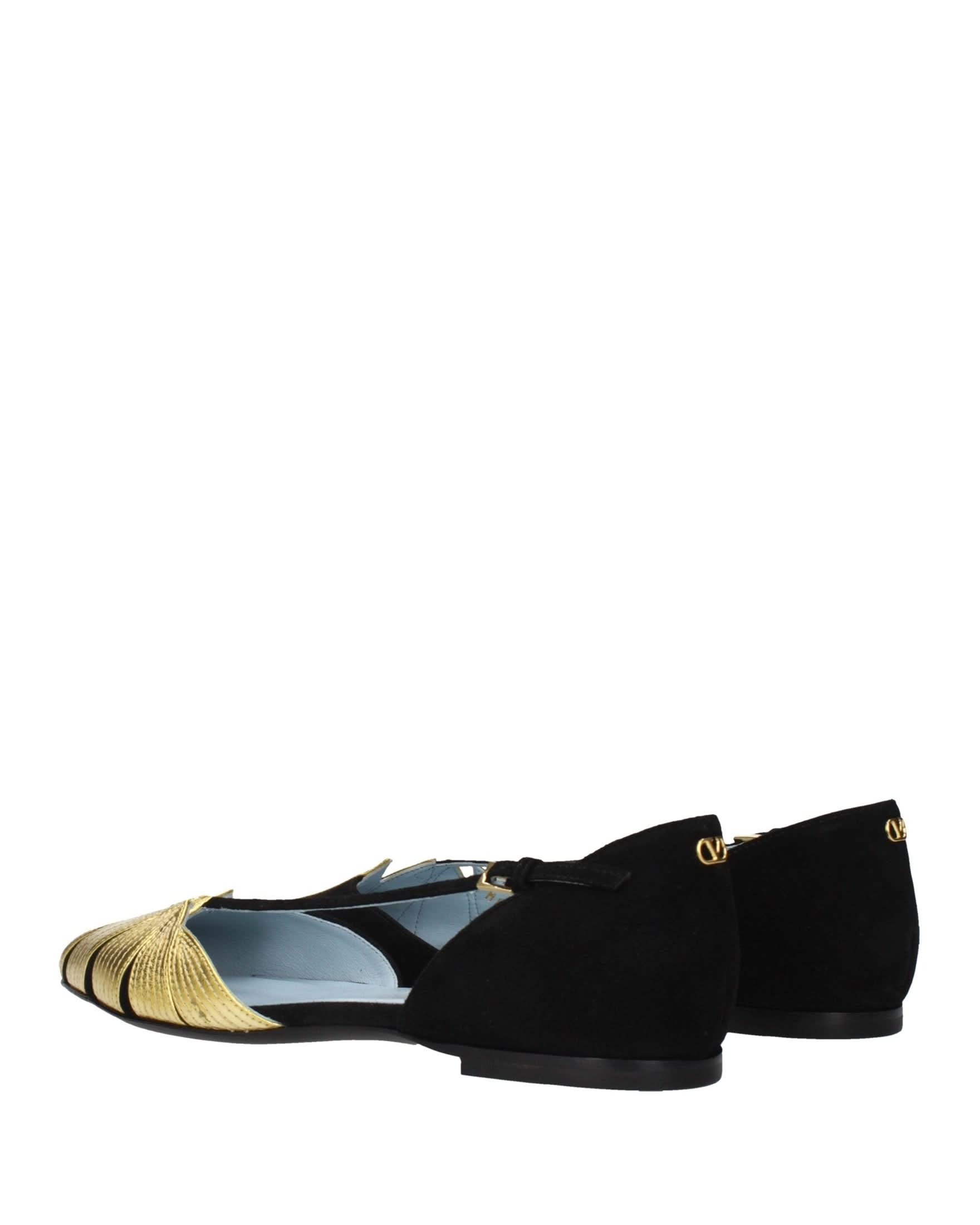Valentino Garavani Black Leather Flat Flats