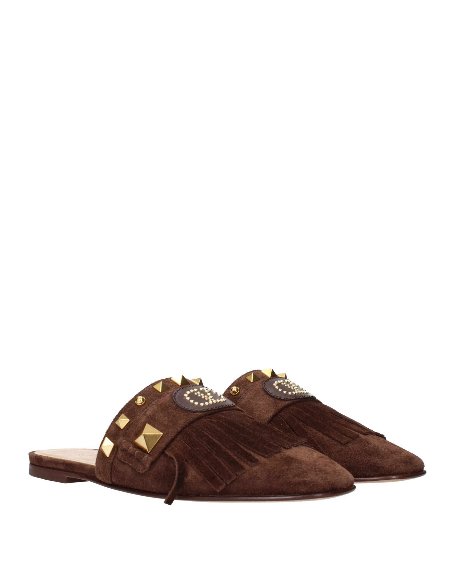 Valentino Brown Leather Garavani Slippers Sandals Glam Steals