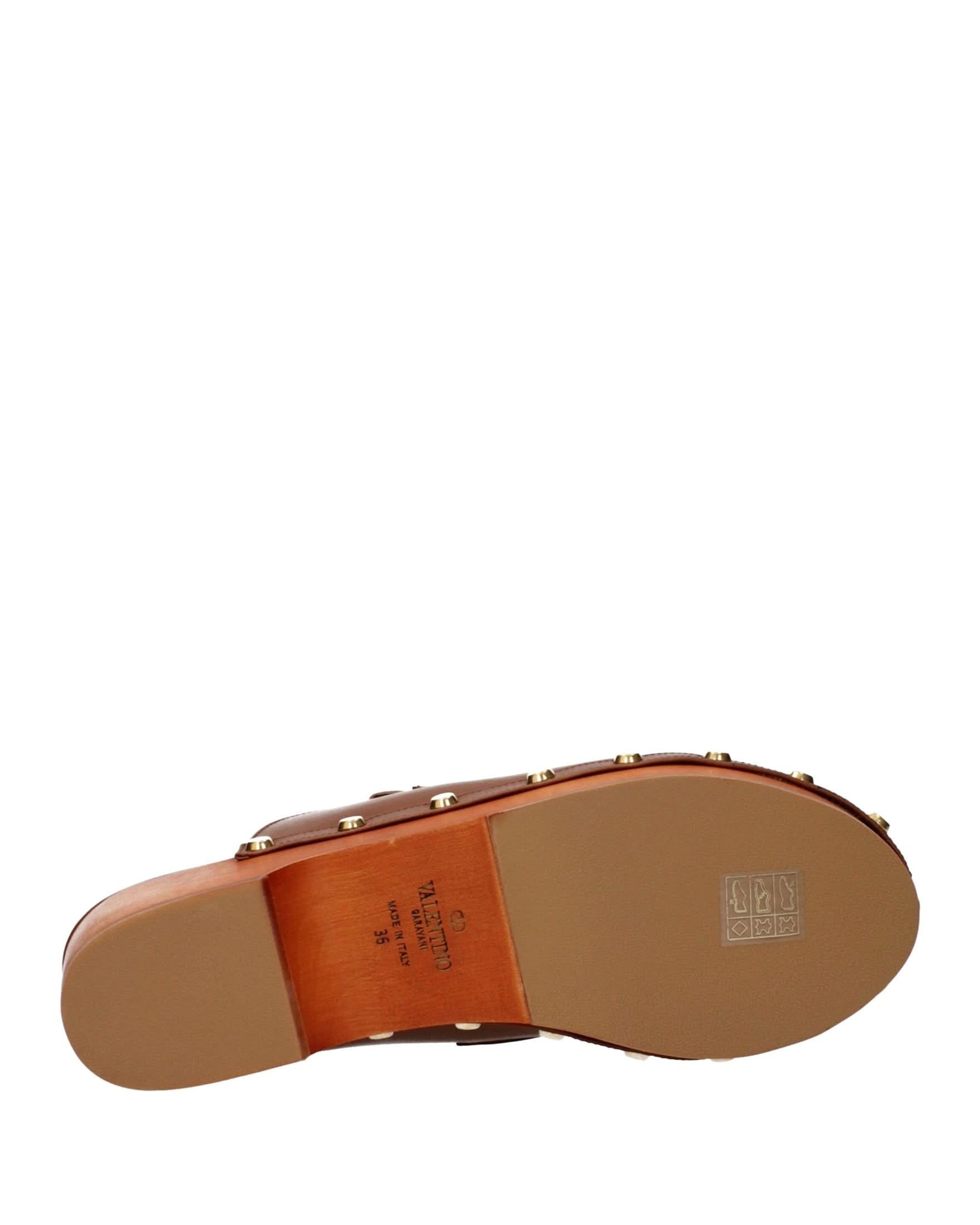 Valentino Garavani Brown Leather Slippers Flats