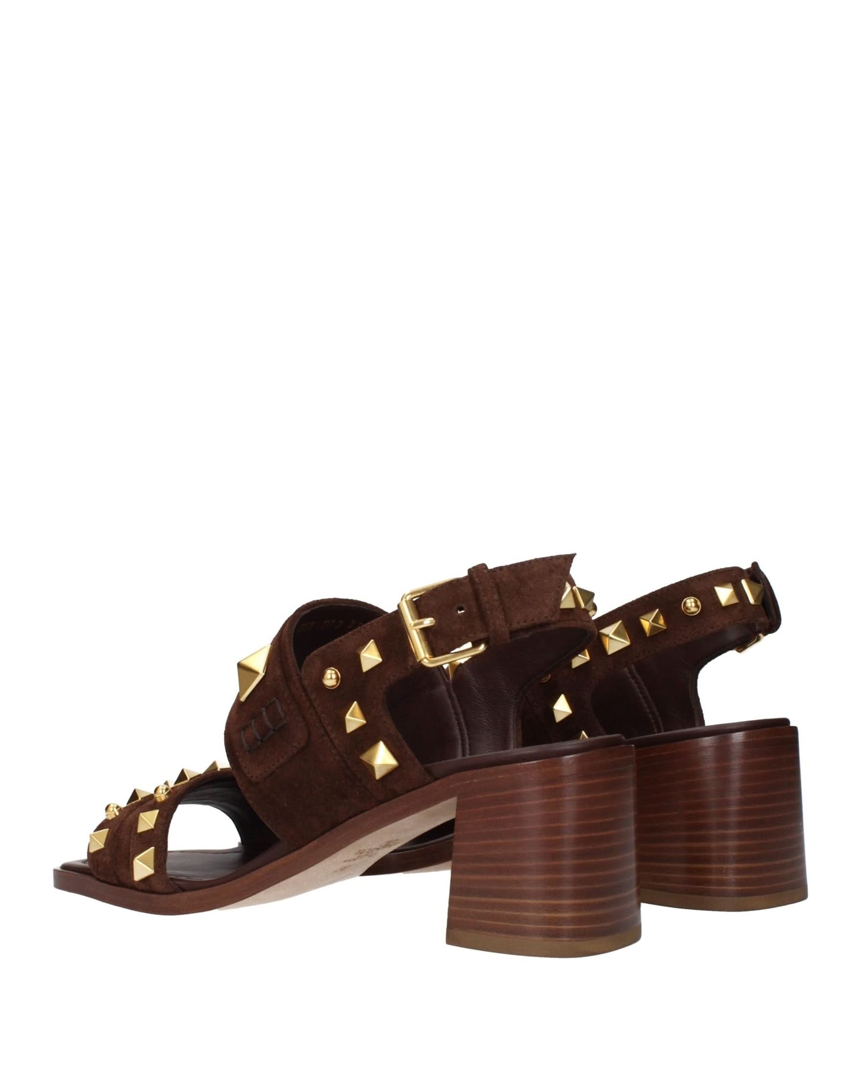Valentino Garavani Brown Leather Strap Sandals Heels