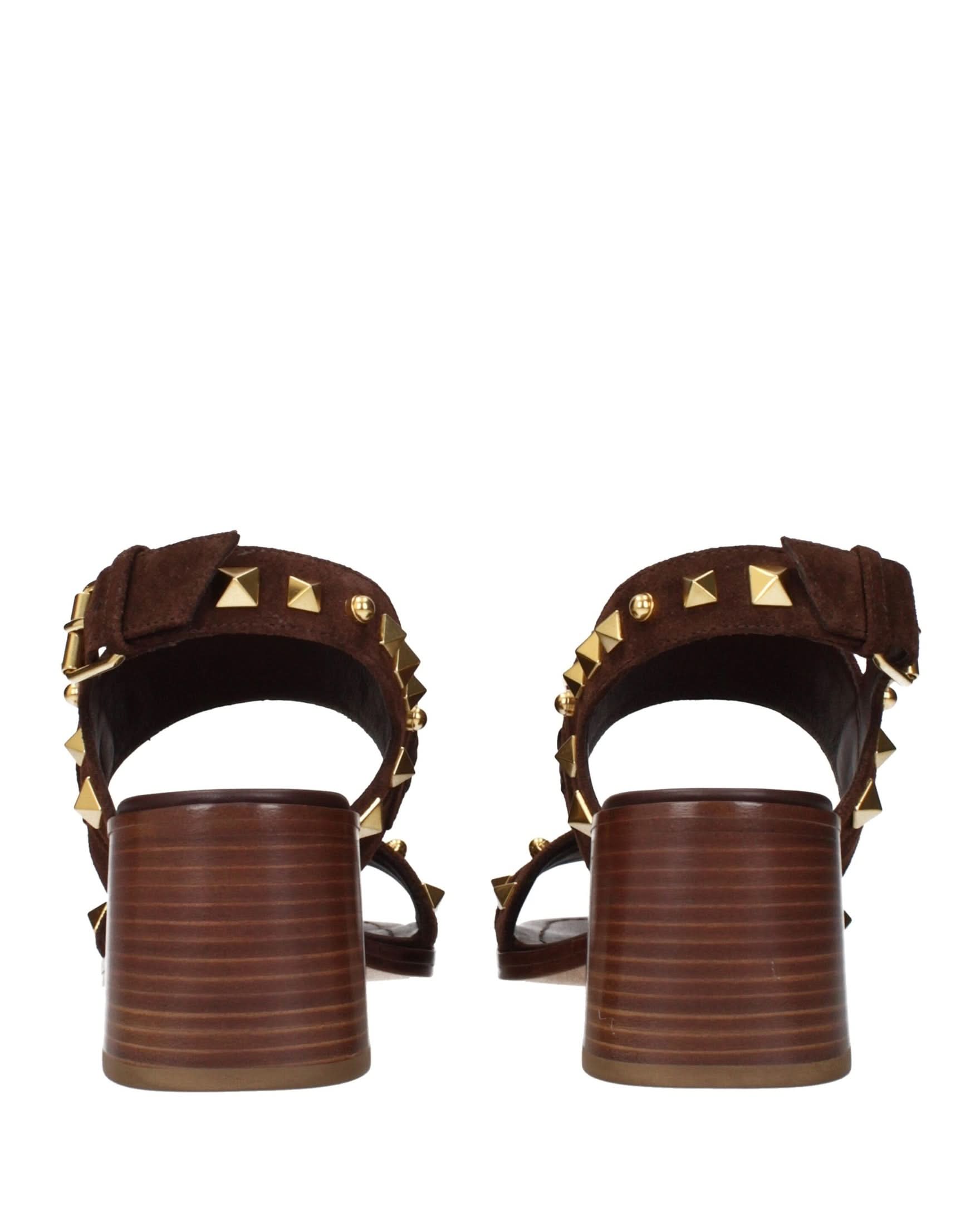 Valentino Garavani Brown Leather Strap Sandals Heels