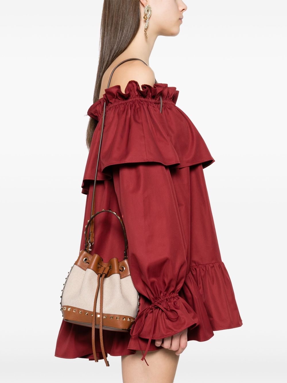 Valentino Canvas Garavani Rockstud Bucket Bag Glam Steals