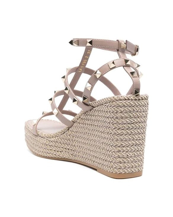 Valentino Garavani Beige Calfskin Wedge Sandals Glam Steals