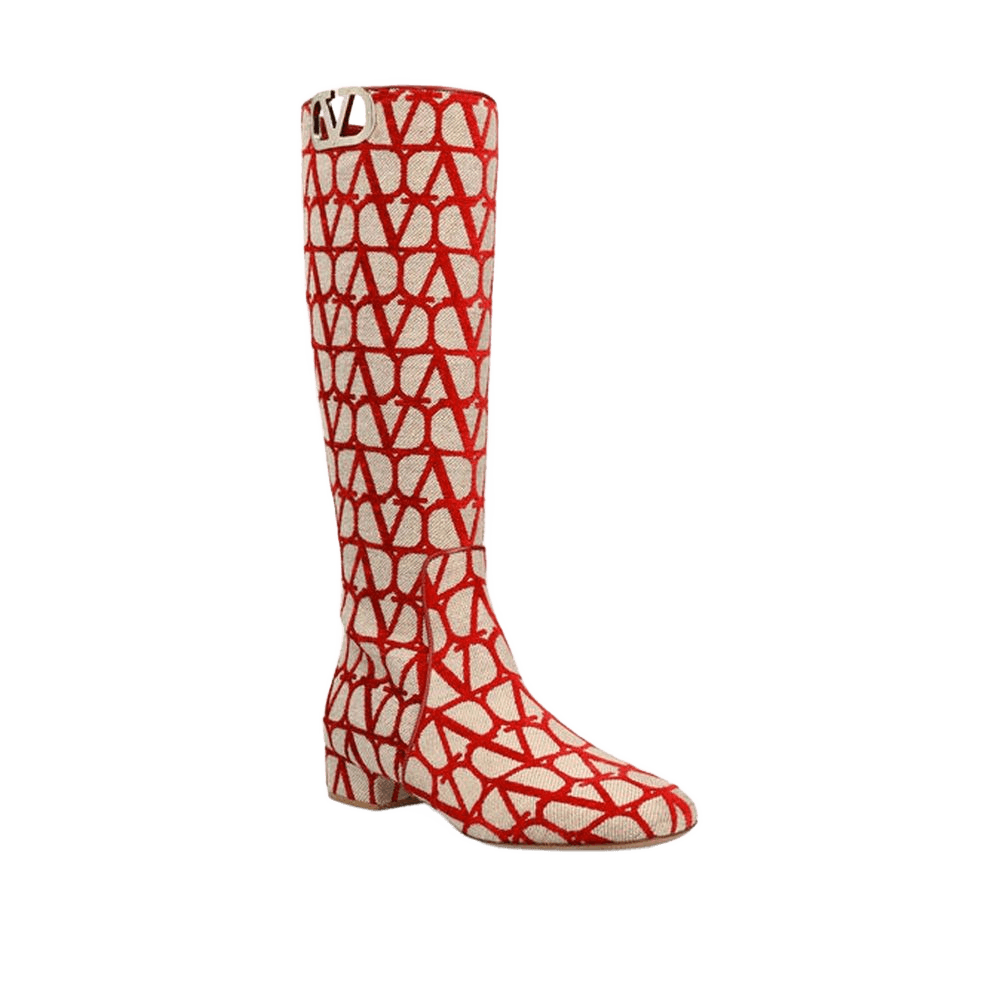 Valentino Garavani Beige Canvas Ankle Boots Glam Steals