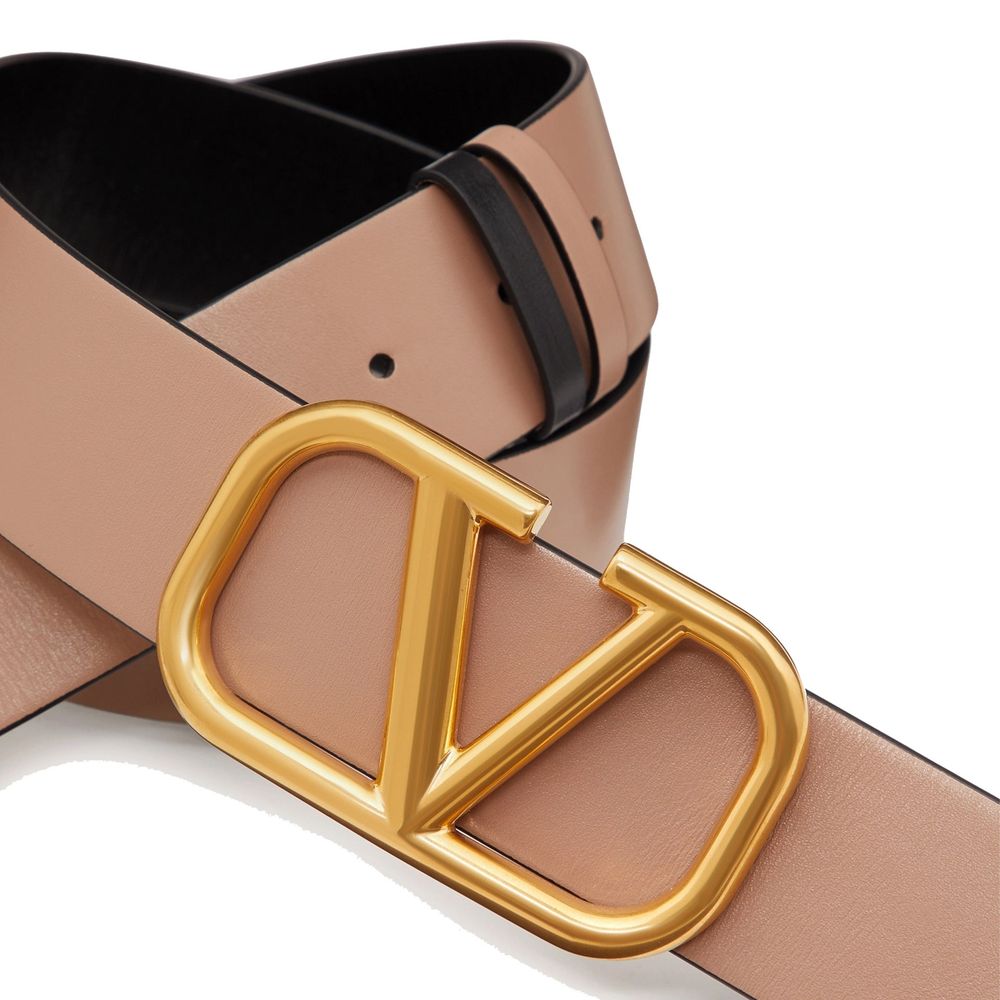 Valentino Garavani Beige Leather Regular Belt Glam Steals