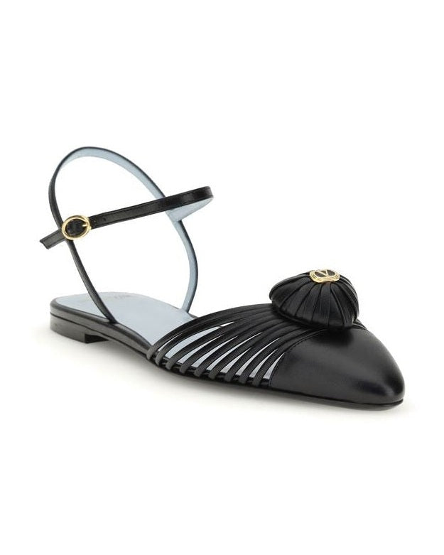 Valentino Garavani Black Calf Leather Bos Taurus Ballet Flats Glam Steals