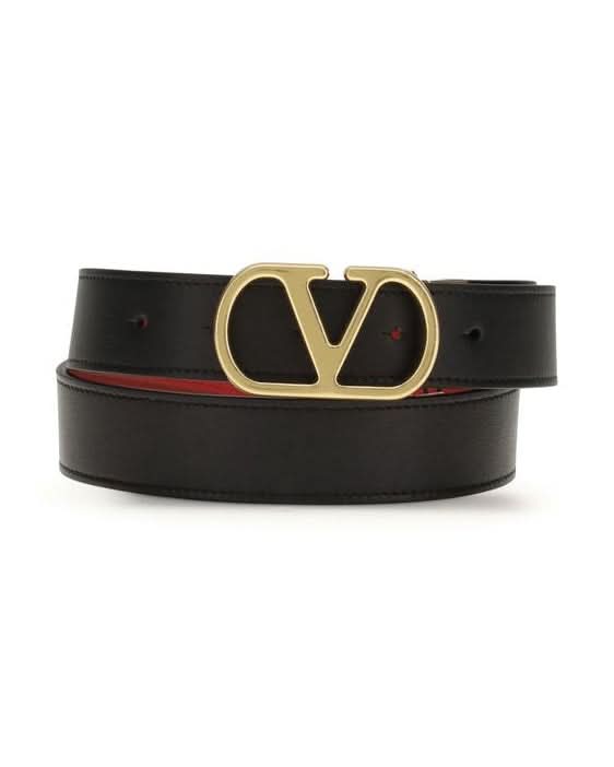Valentino Garavani Black Calf Leather Bos Taurus Belt Belts