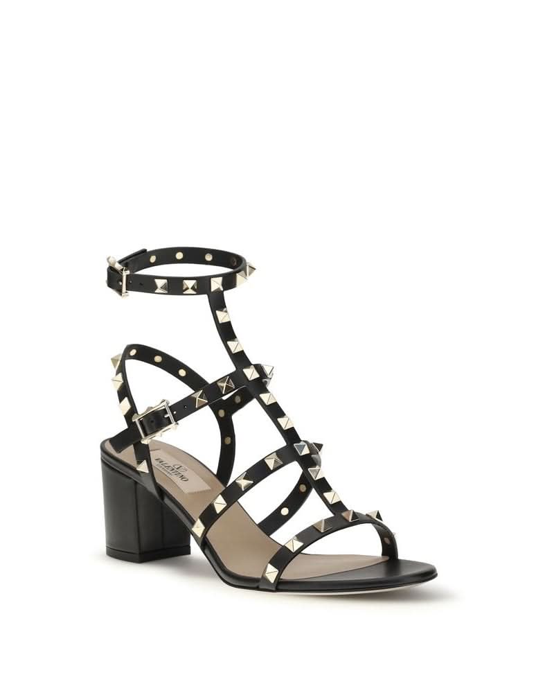 Valentino Garavani Black Calf Leather Bos Taurus Platform Sandals