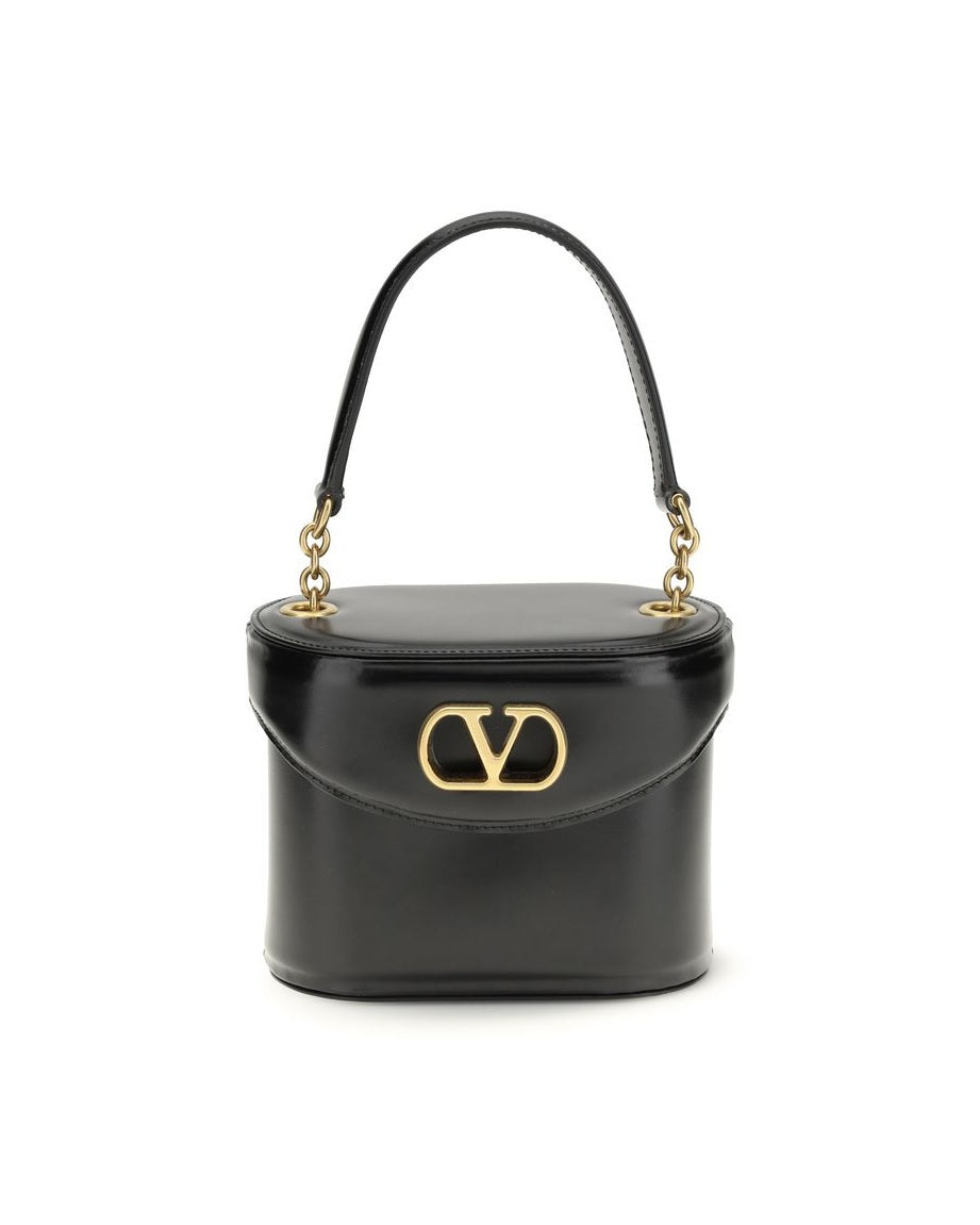 Valentino Garavani Black Calf Leather Bos Taurus Shoulder Bag Glam Steals