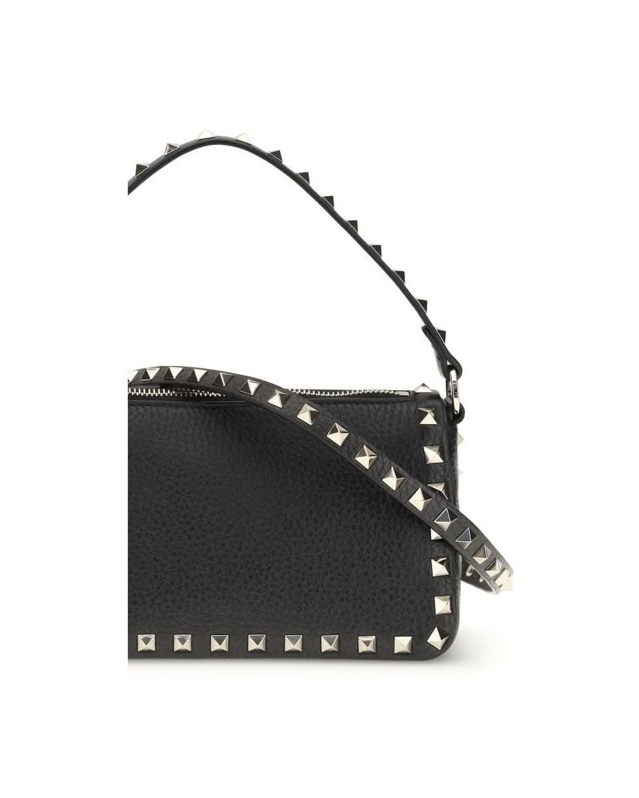 Valentino Garavani Black Calf Leather Bos Taurus Shoulder Bag