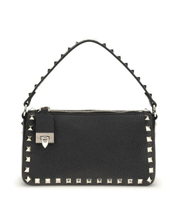 Valentino Garavani Black Calf Leather Bos Taurus Shoulder Bag Glam Steals