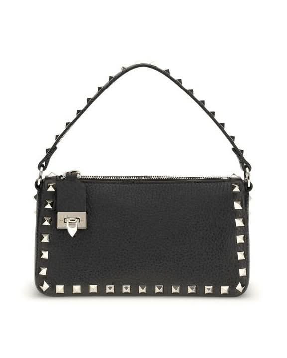 Valentino Garavani Black Calf Leather Bos Taurus Shoulder Bag