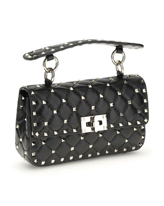 Valentino Garavani Black Calf Leather Bos Taurus Shoulder Bag Glam Steals