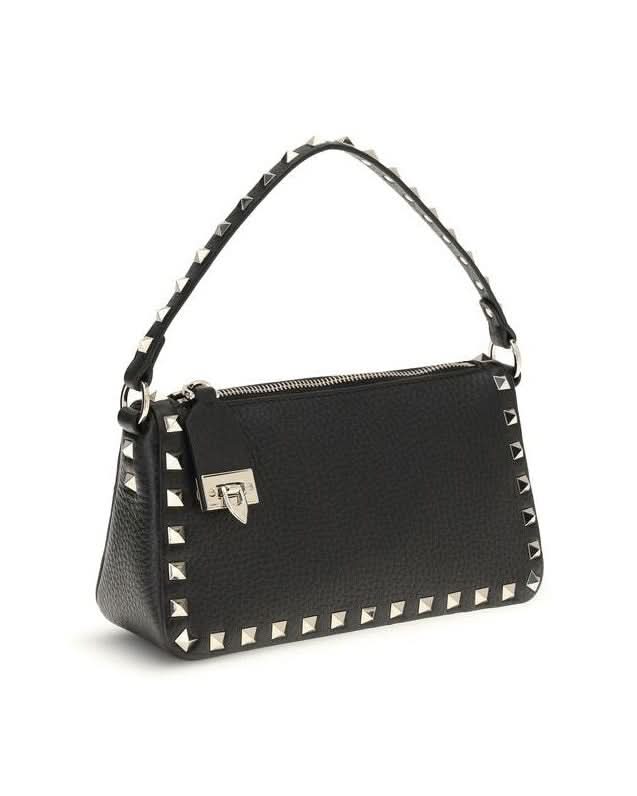 Valentino Garavani Black Calf Leather Bos Taurus Shoulder Bag