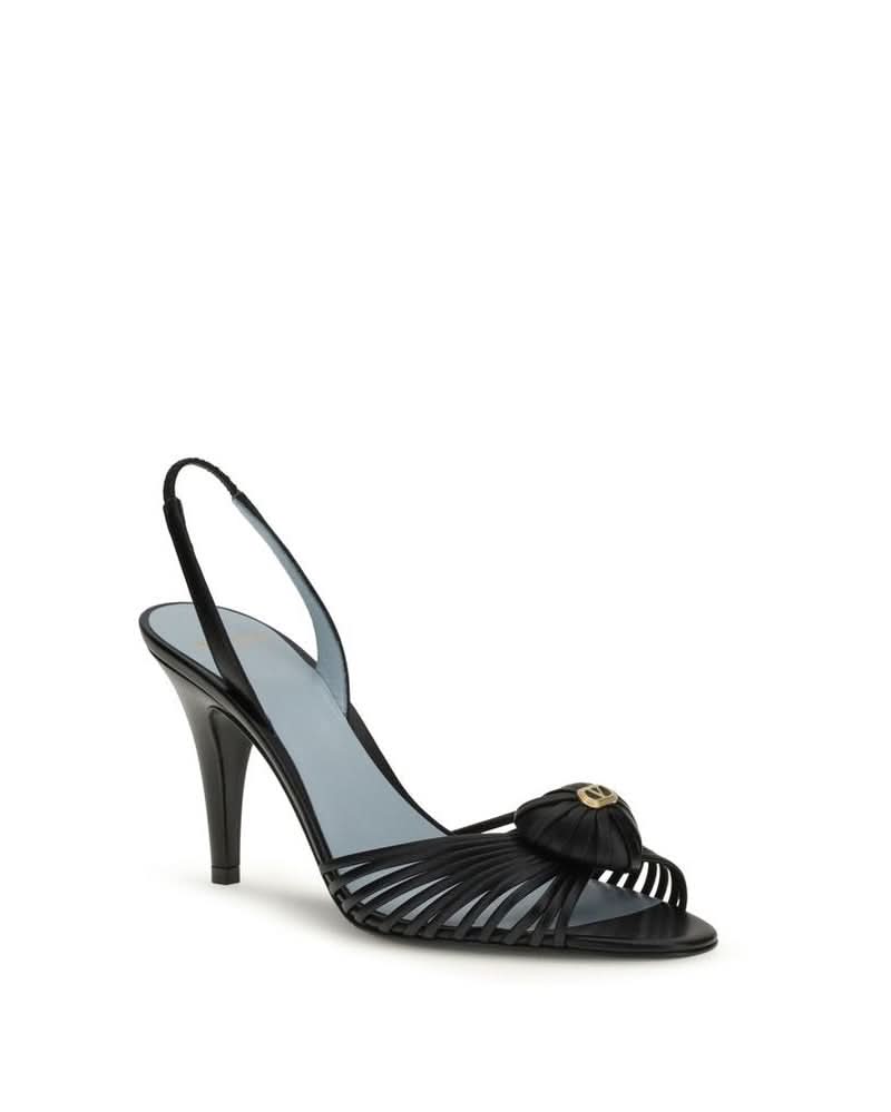 Valentino Garavani Black Calf Leather Bos Taurus Stiletto Heel Heels