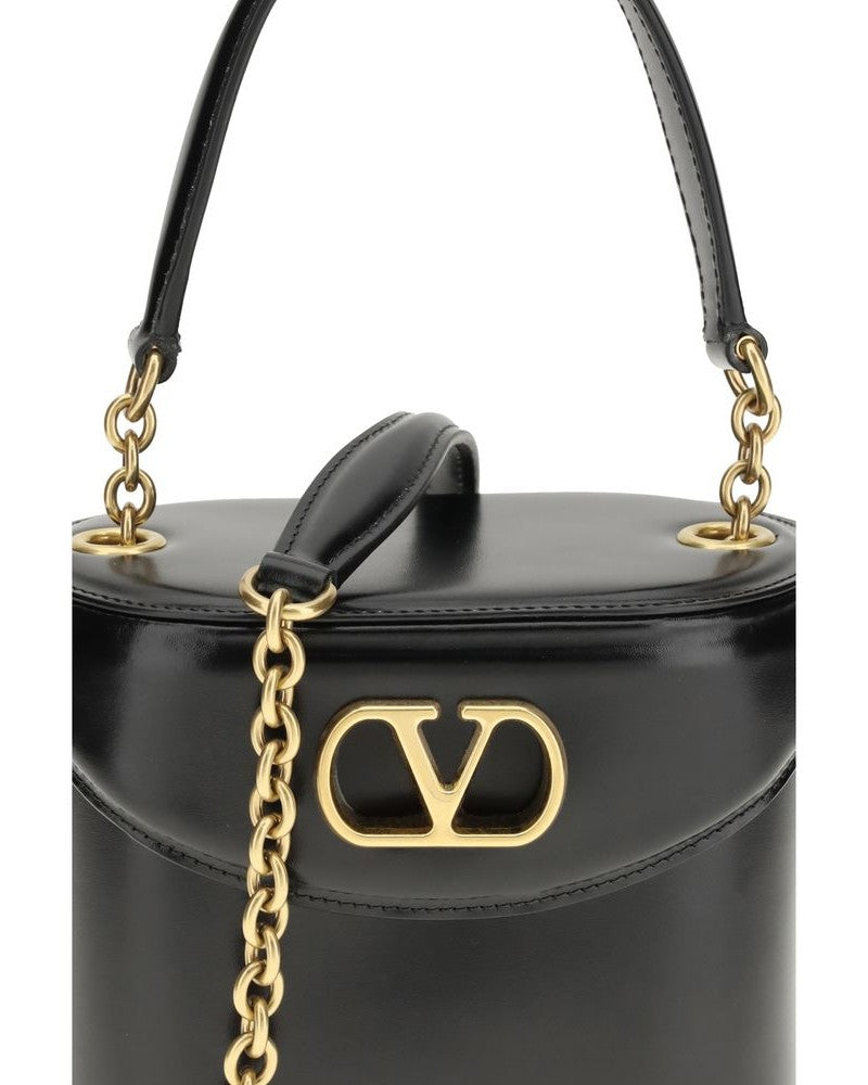 Valentino Garavani Black Calf Leather Bos Taurus Shoulder Bag Glam Steals
