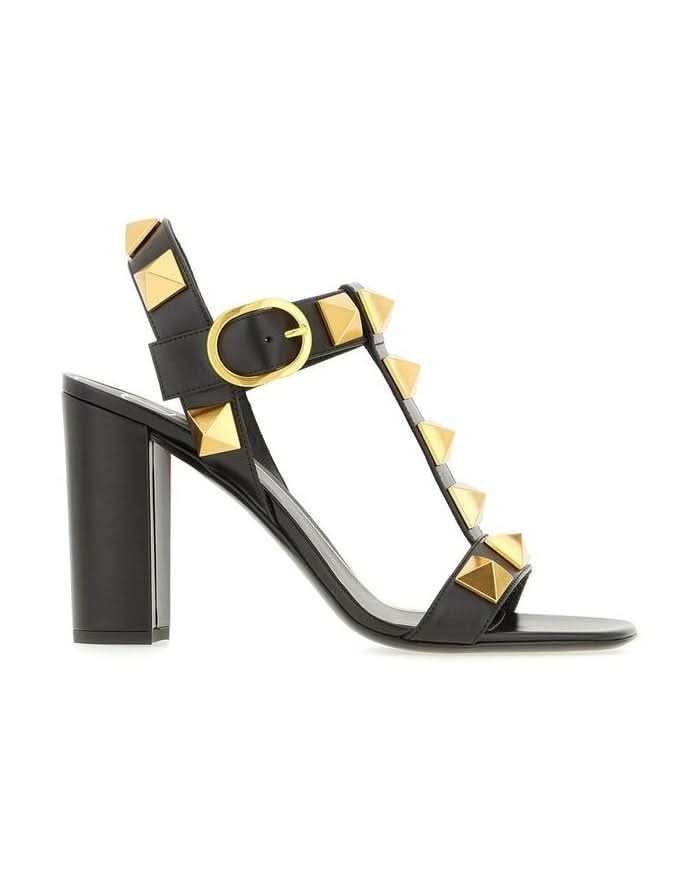 Valentino Garavani Black Calfskin Flat Sandals Heels