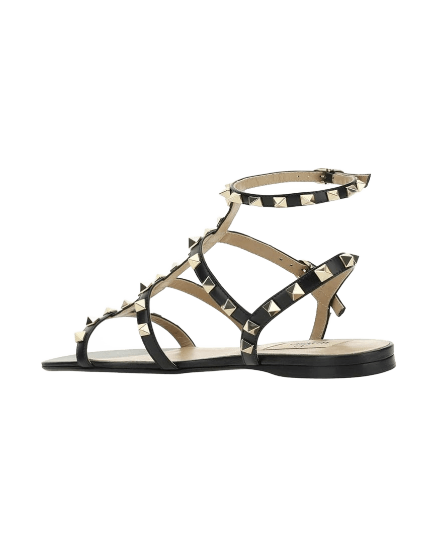 Valentino Garavani Black Calfskin Studded Sandals Glam Steals