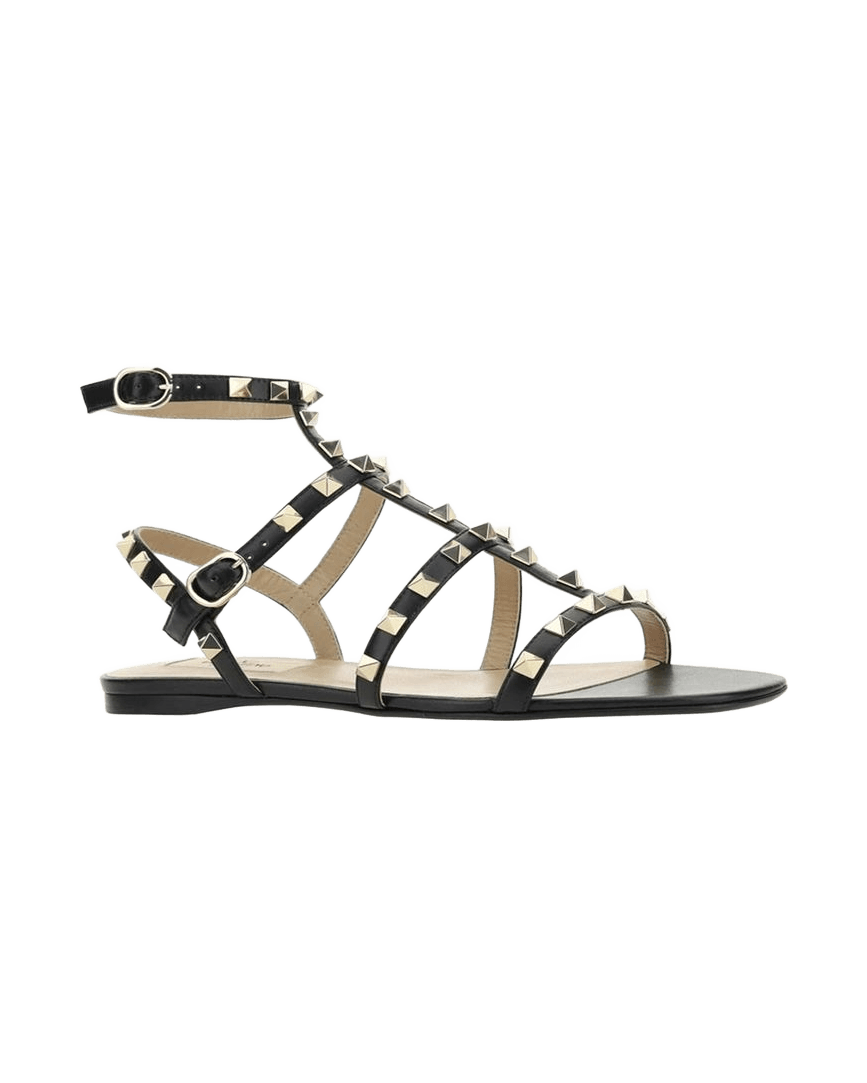 Valentino Garavani Black Calfskin Studded Sandals Glam Steals