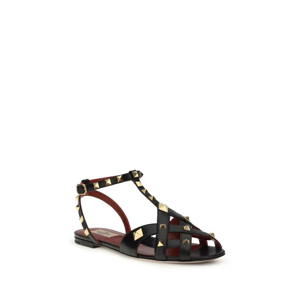Valentino Garavani Black Goatskin Flat Sandals Glam Steals