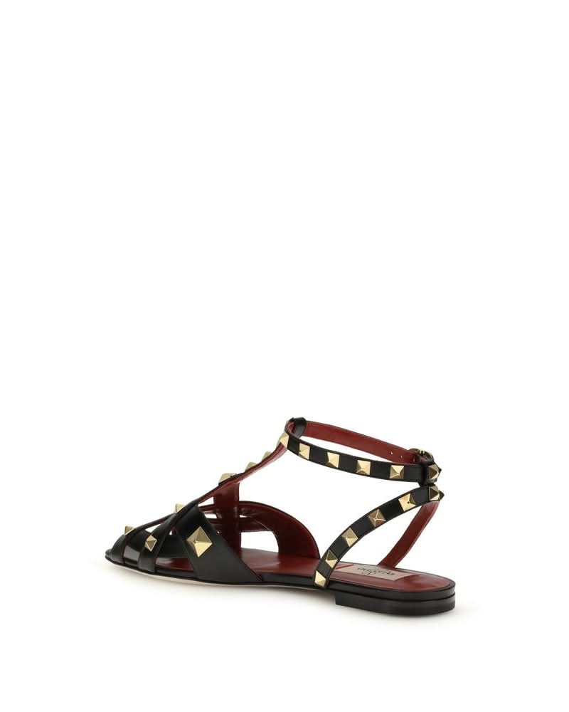 Valentino Garavani Black Goatskin Flat Sandals Sandals