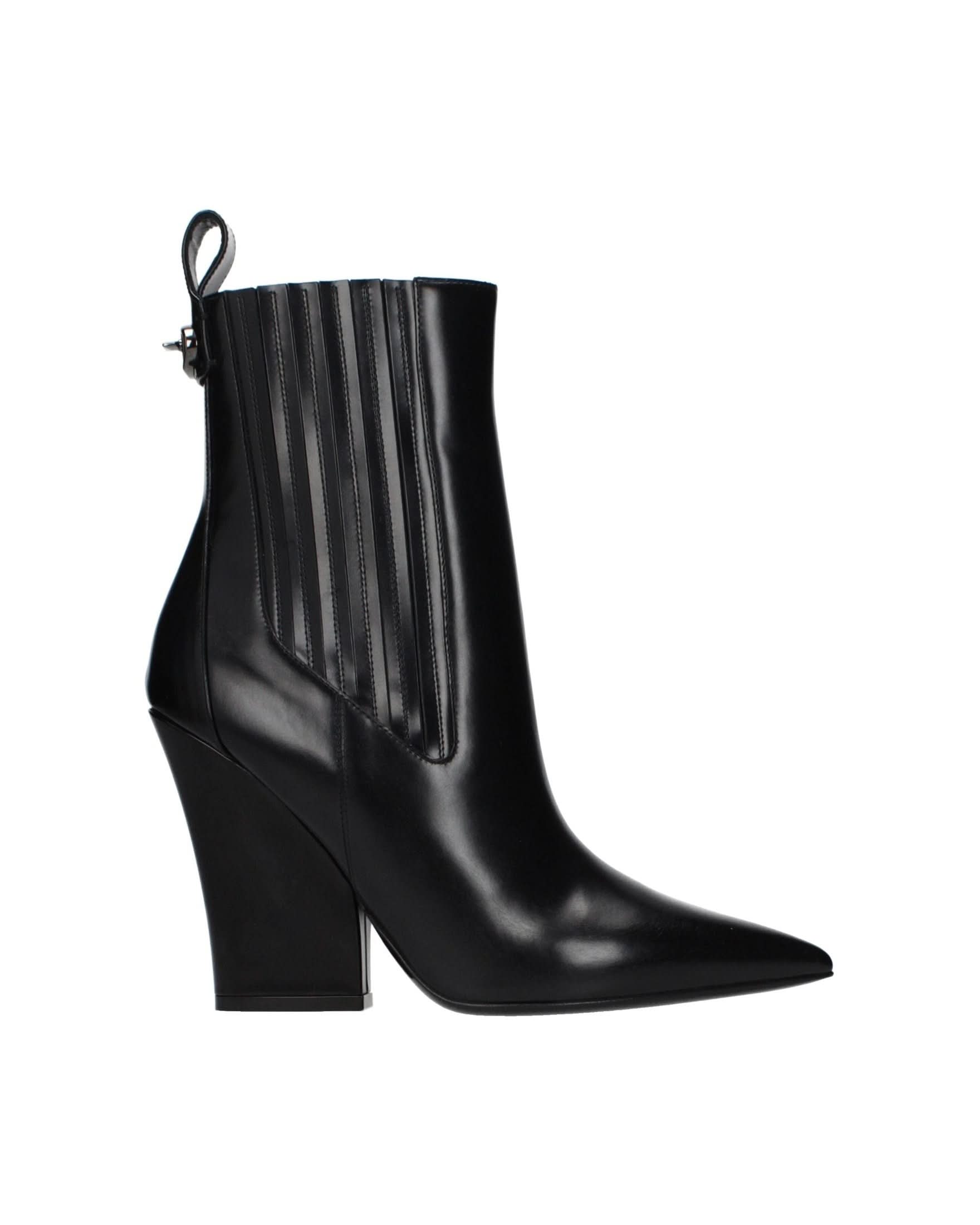 Valentino Garavani Black Leather Ankle Boots Boots