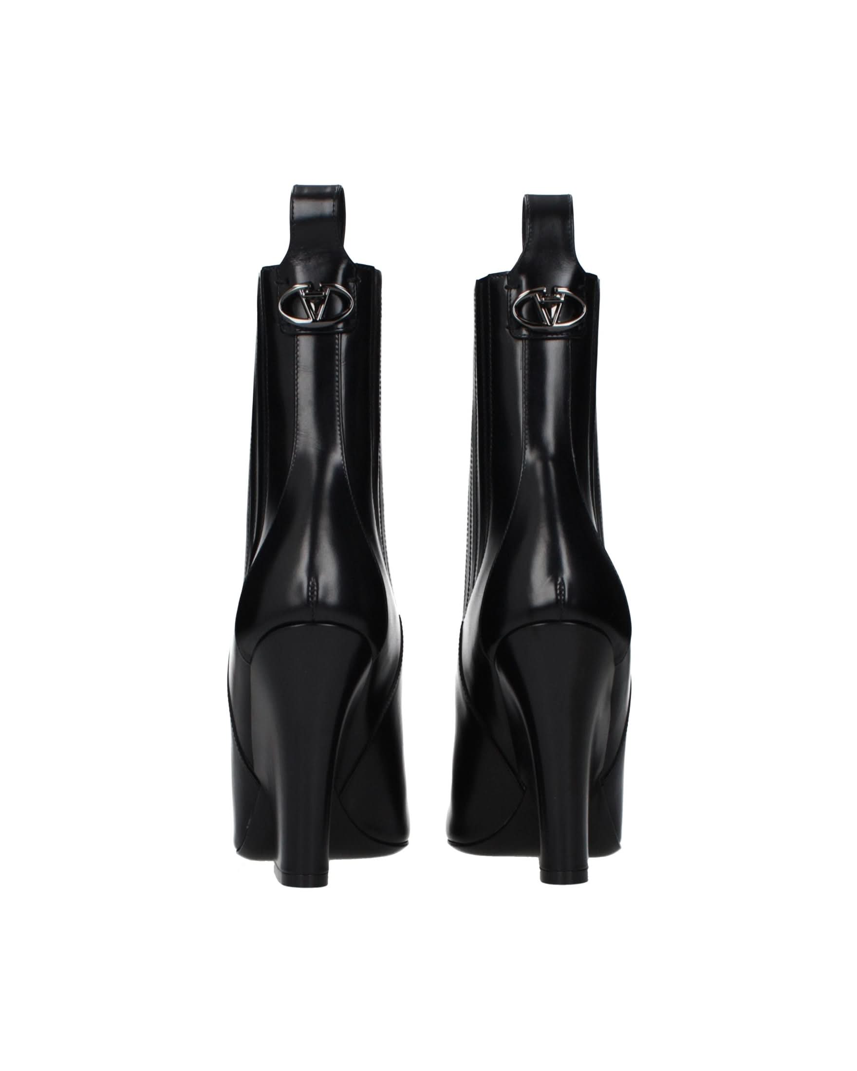 Valentino Garavani Black Leather Ankle Boots Boots