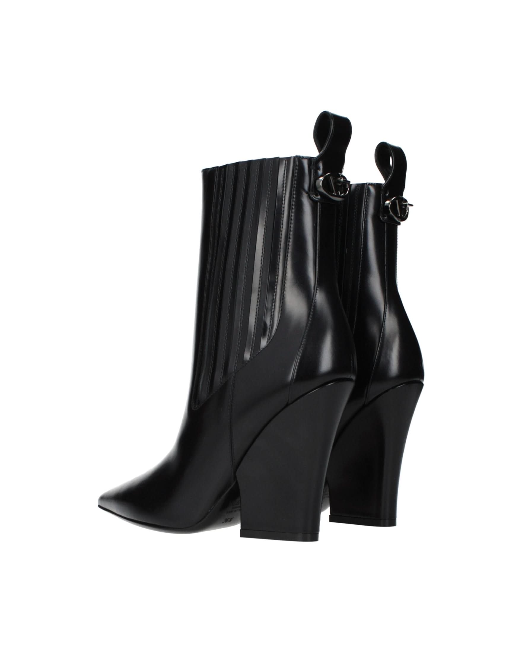 Valentino Garavani Black Leather Ankle Boots Boots