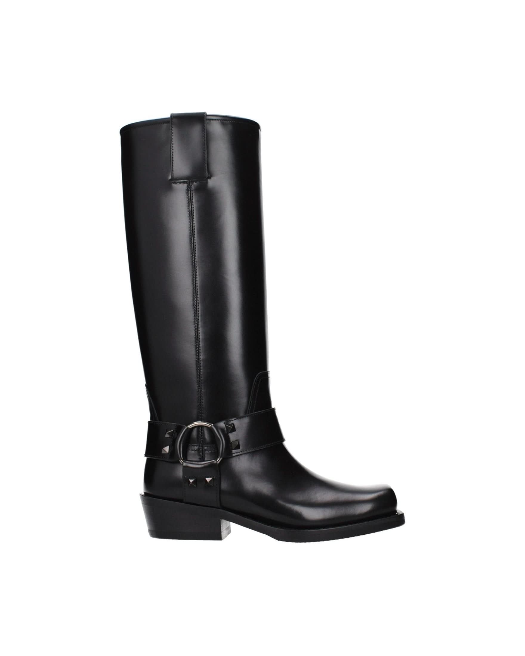 Valentino Garavani Black Leather Boots Boots