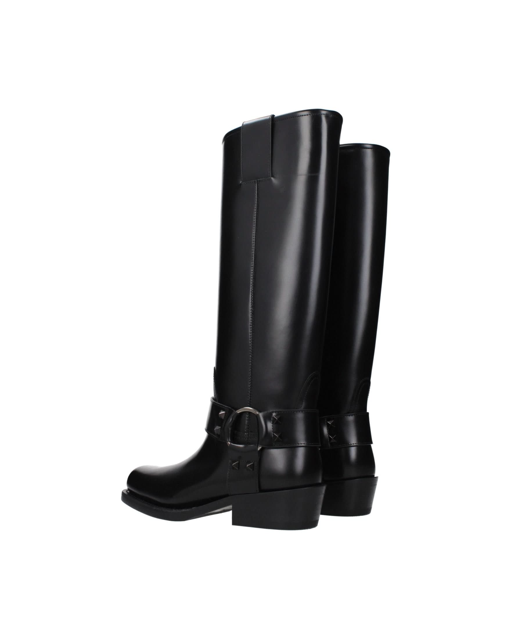 Valentino Garavani Black Leather Boots Boots