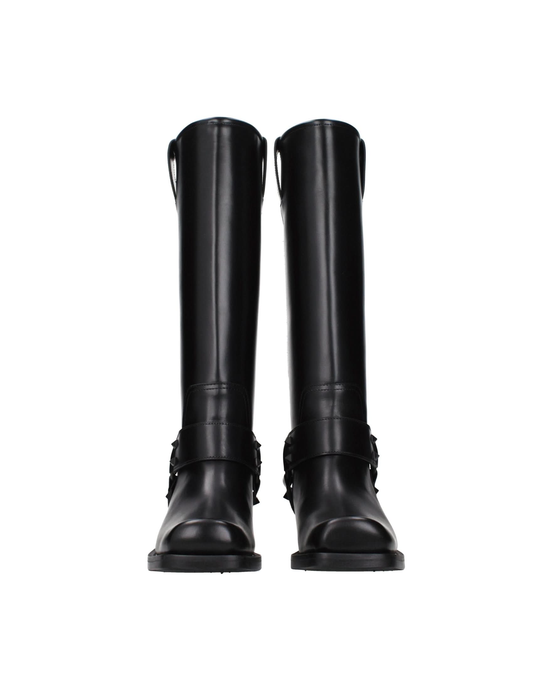 Valentino Garavani Black Leather Boots Boots