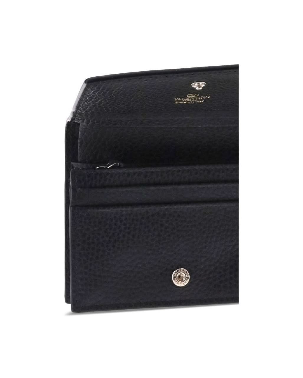 Valentino Garavani Black Leather Calf Bos Taurus Wallet Glam Steals