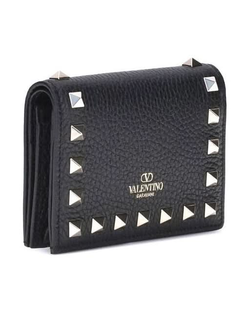 Valentino Garavani Black Leather Calf Bos Taurus Wallet Glam Steals