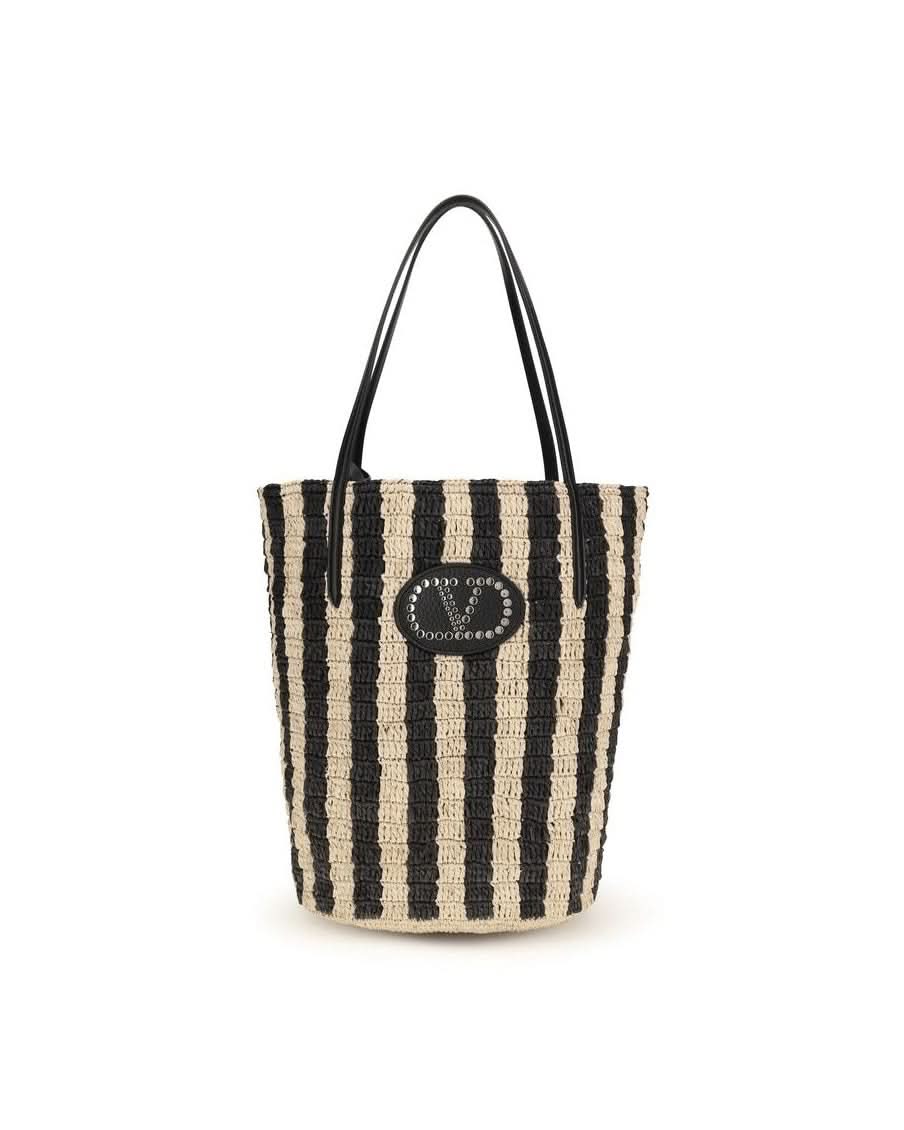 Valentino Garavani Black Raffia Bucket Bag