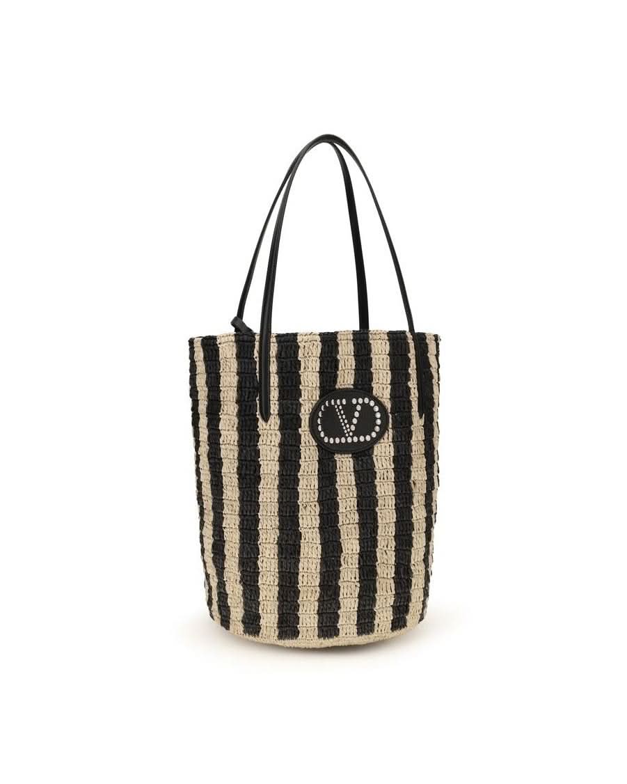 Valentino Garavani Black Raffia Bucket Bag