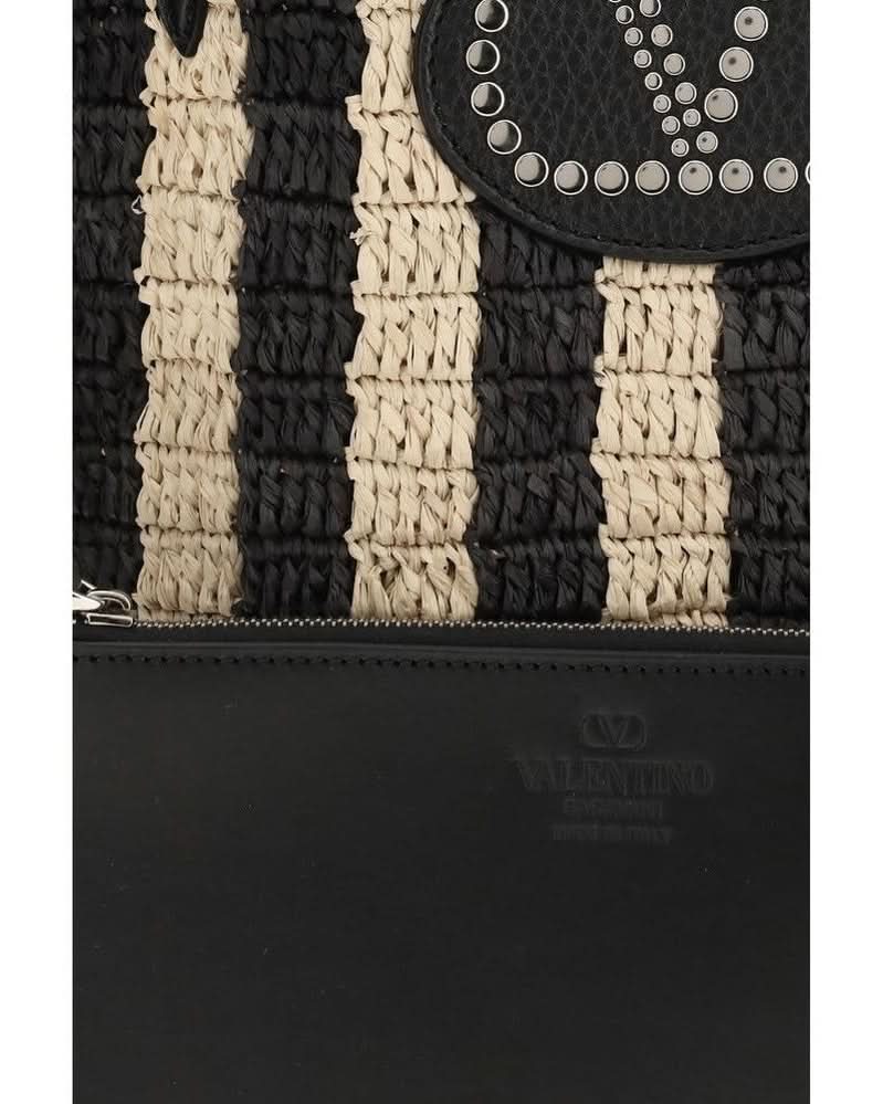 Valentino Garavani Black Raffia Bucket Bag