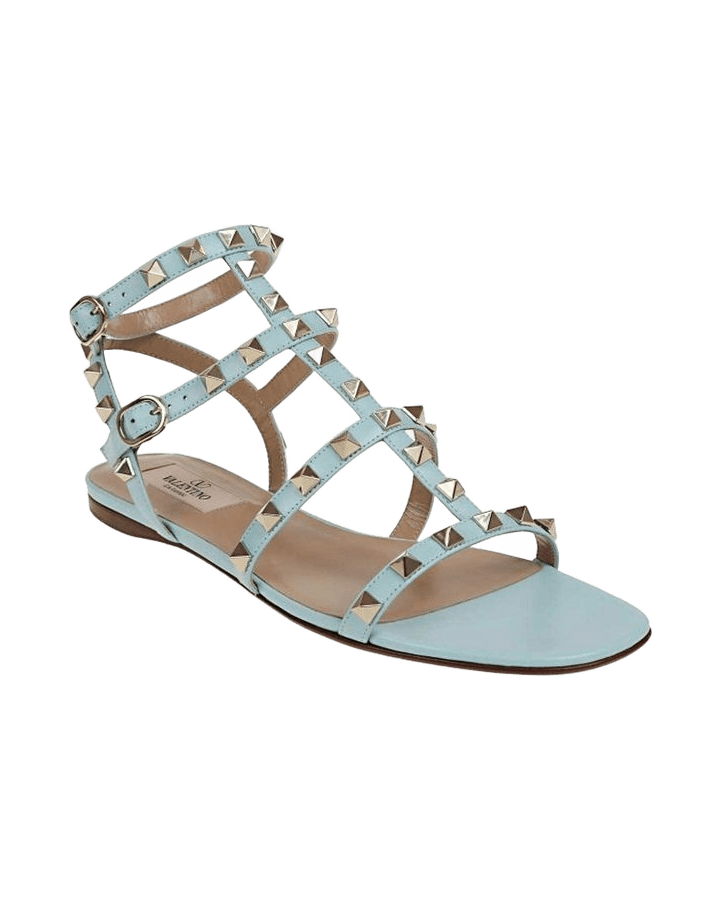 Valentino Garavani Blue Calfskin Studded Sandals Glam Steals
