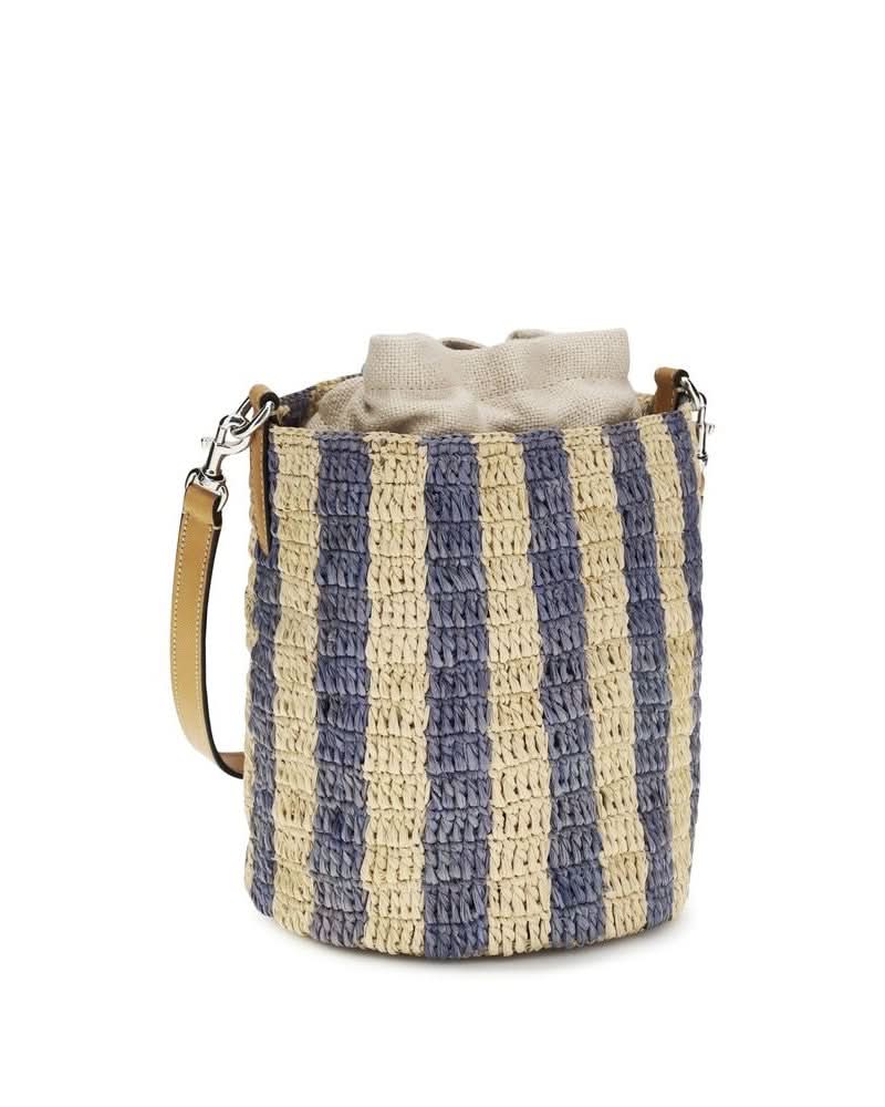 Valentino Garavani Blue Raffia Bucket Bag Glam Steals