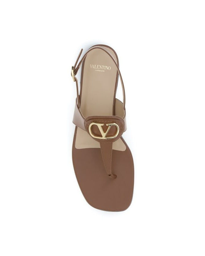 Valentino Garavani Brown Calf Leather Bos Taurus Flat Sandals Glam Steals