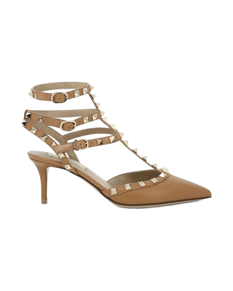 Valentino Garavani Brown Calfskin Mid Heels Glam Steals