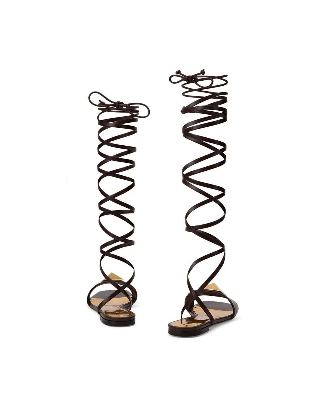 Valentino Garavani Brown Leather Sandals