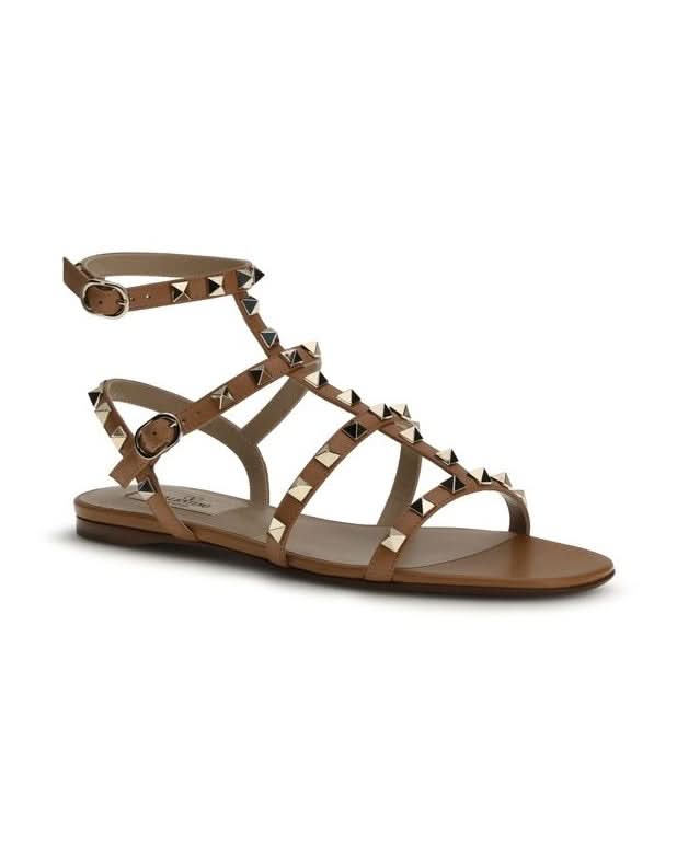 Valentino Garavani Calf Leather Bos Taurus Flat Sandals Sandals