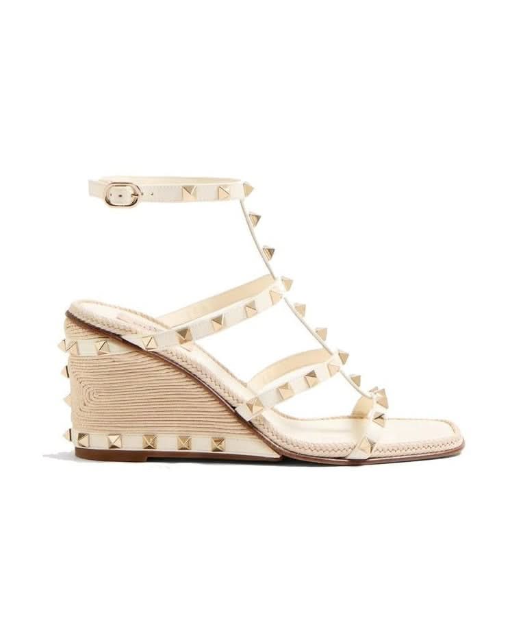 Valentino Garavani Calfskin Wedge Sandals Heels