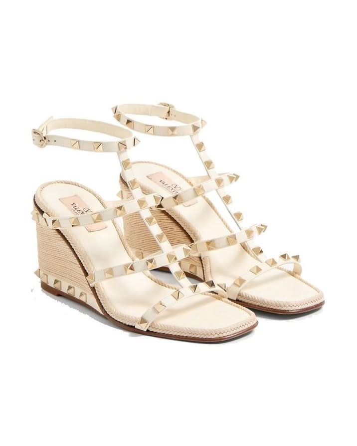 Valentino Garavani Calfskin Wedge Sandals Heels