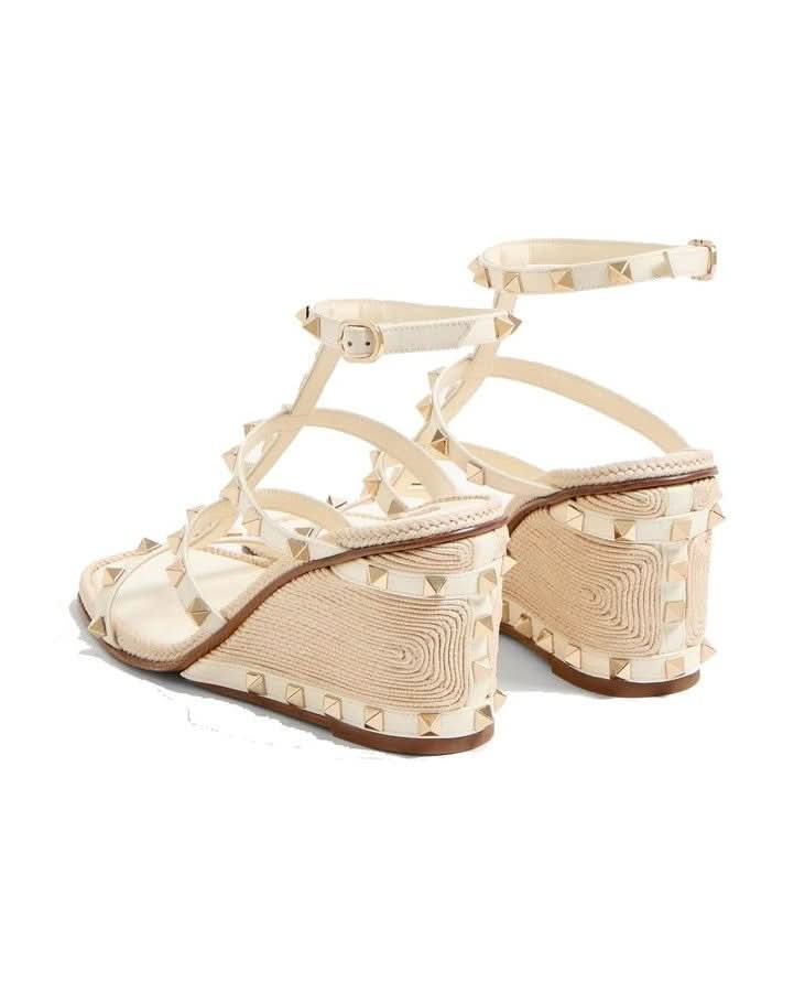 Valentino Garavani Calfskin Wedge Sandals Heels